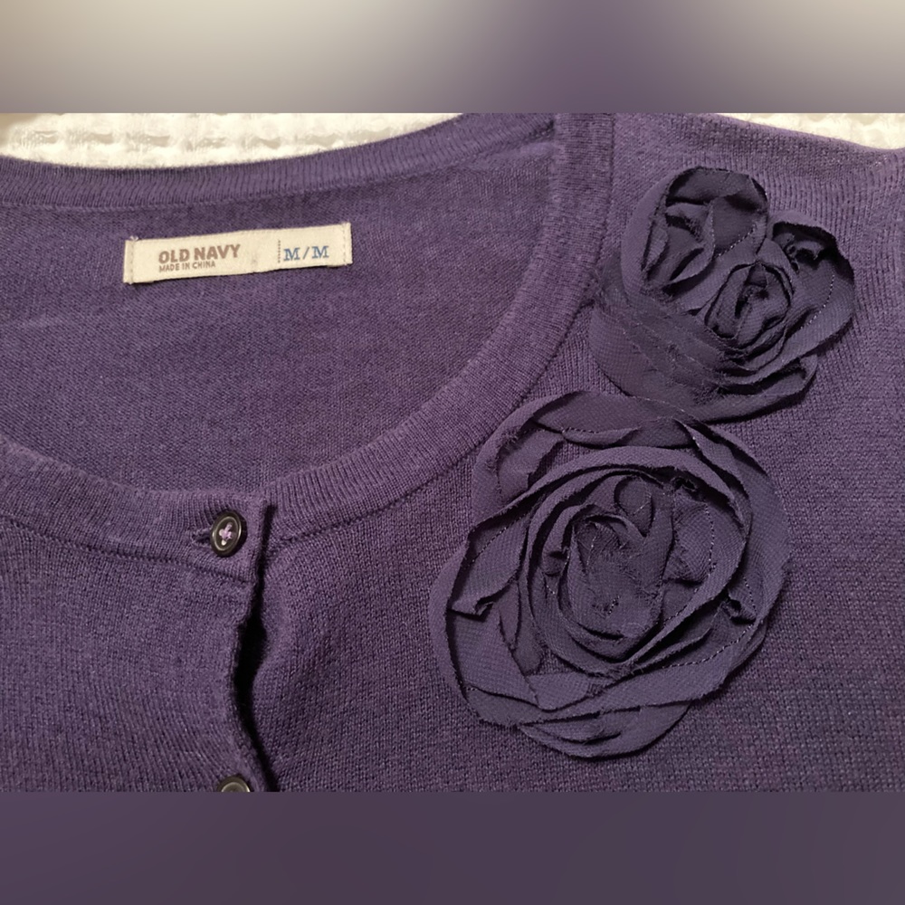 Old Navy.   Cardigan with embellished flower Size M